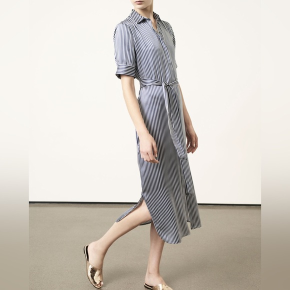 ATM SILK SHIRT DRESS ANTHONY THOMAS MELILLO
Striped Charmeuse Midi, Navy - Picture 5 of 8